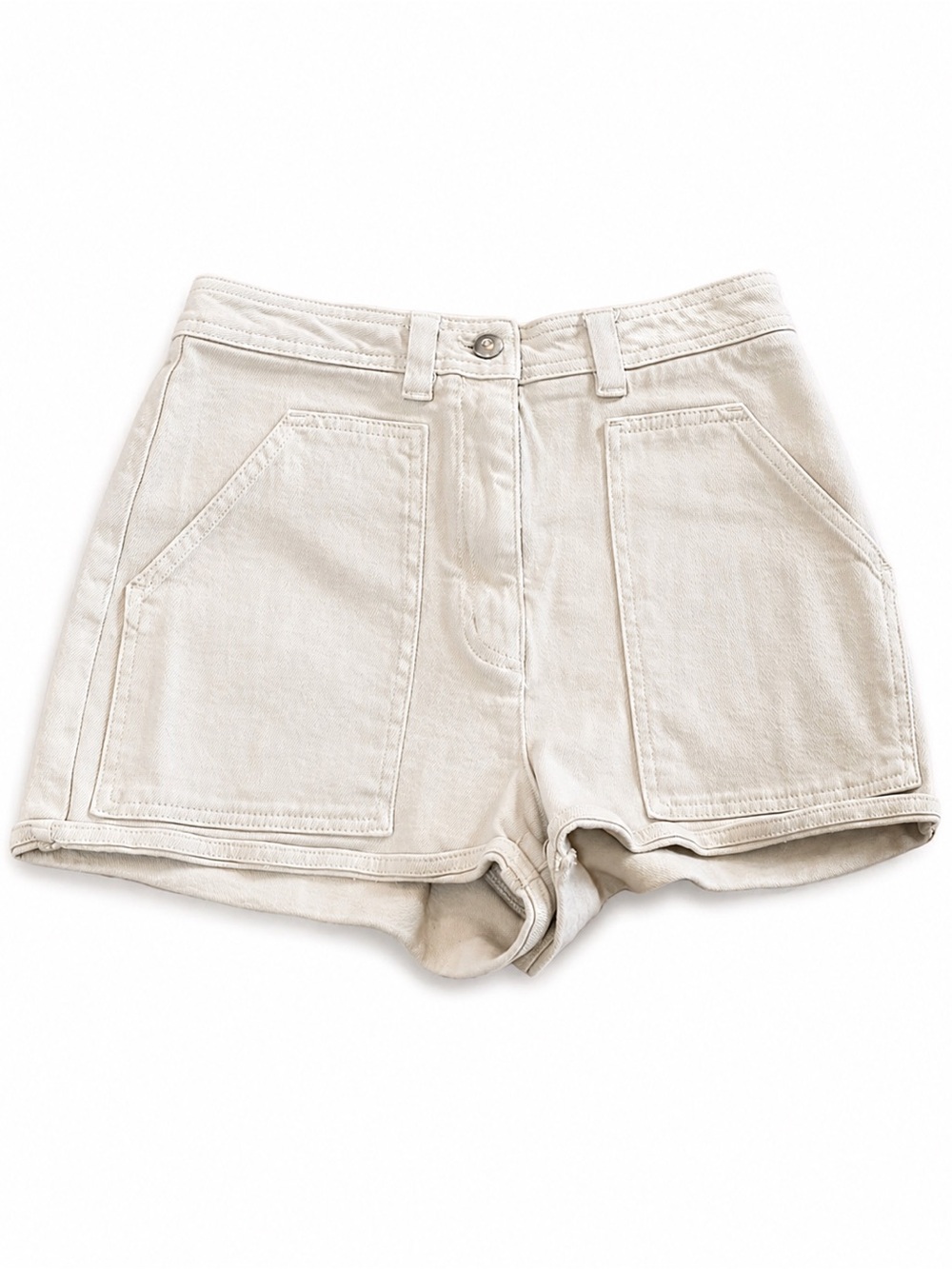 Wilfred Free Aritzia Beige Utility Shorts High Rise Minimalist Size 6